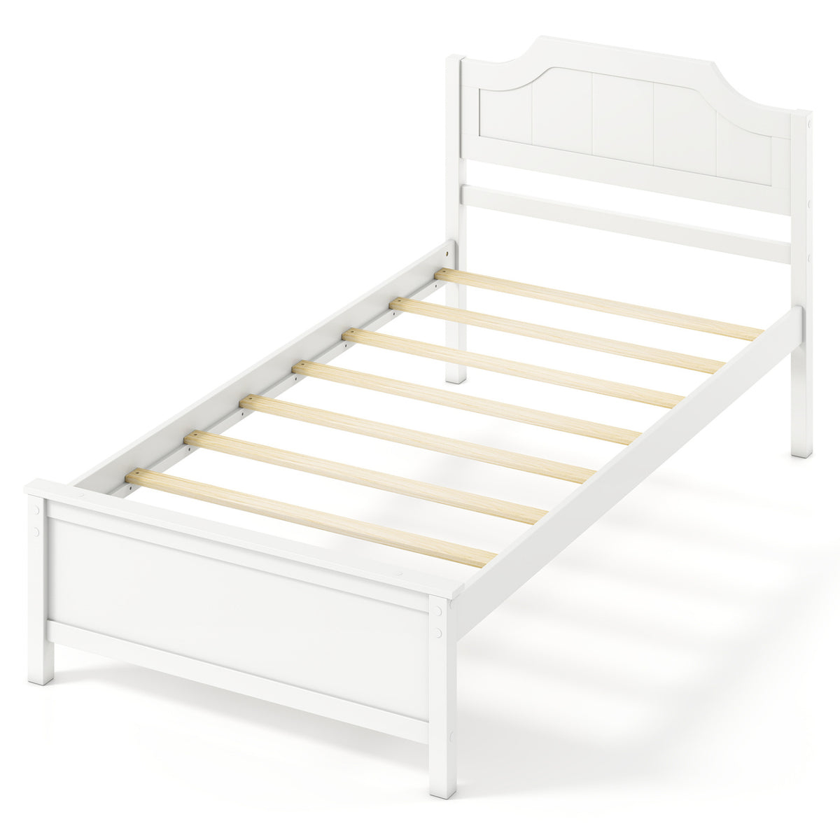Multiple Size Solid Wood Platform Bed Frame with Headboard in White-Beds & Bed Frames-DECOROLALA