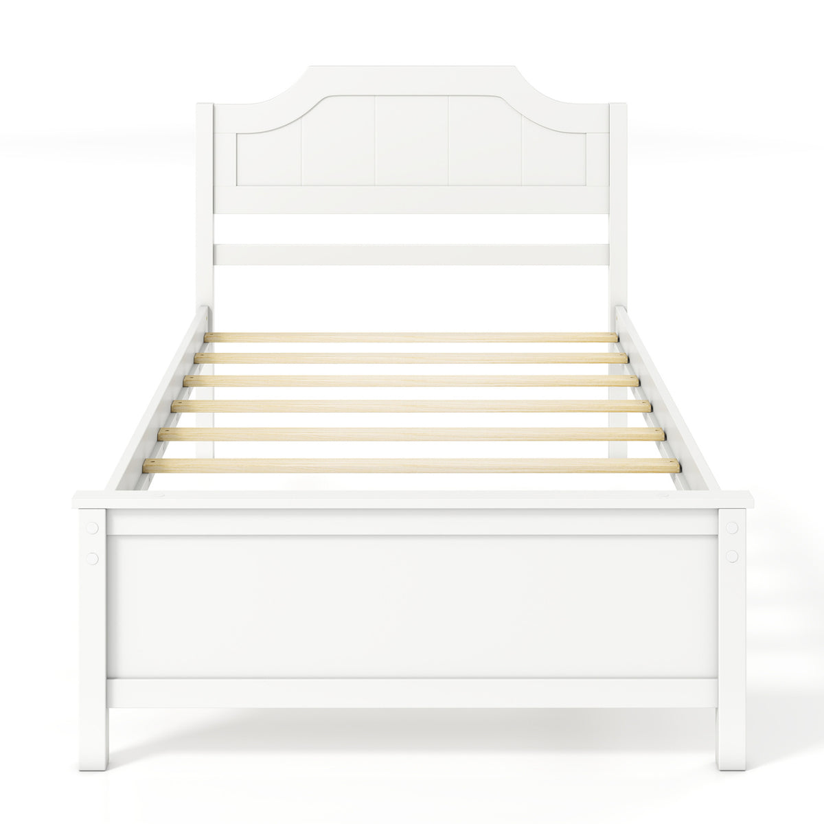 Multiple Size Solid Wood Platform Bed Frame with Headboard in White-Beds & Bed Frames-DECOROLALA