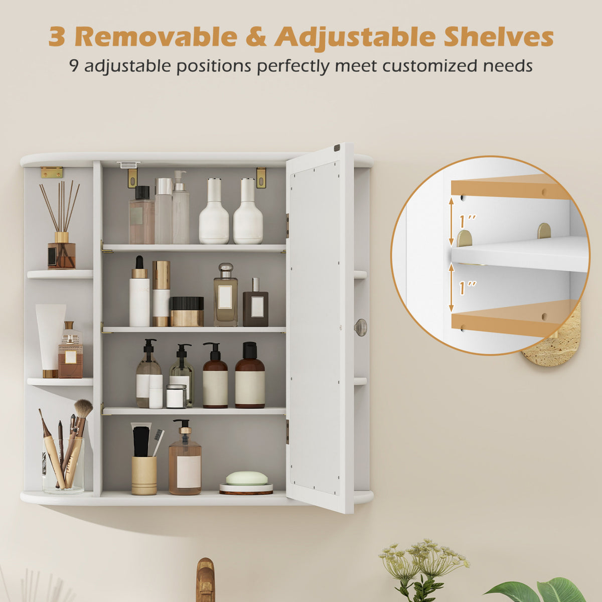 Multipurpose Mount Wall Mirror Bathroom Storage Cabinet-White-Wall Cabinets-DECOROLALA