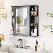 Multipurpose Mount Wall Surface Bathroom Storage Cabinet with Mirror-Gray-Wall Cabinets-DECOROLALA