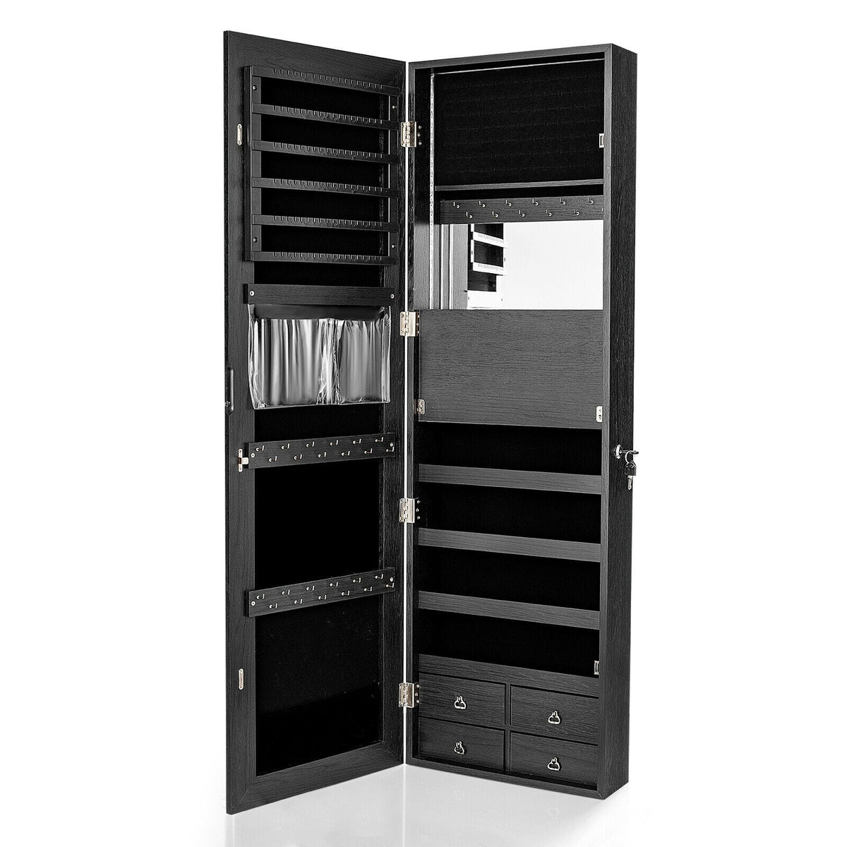 Multipurpose Storage Cabinet with 4 Drawers-Black-Jewelry Armoires-DECOROLALA