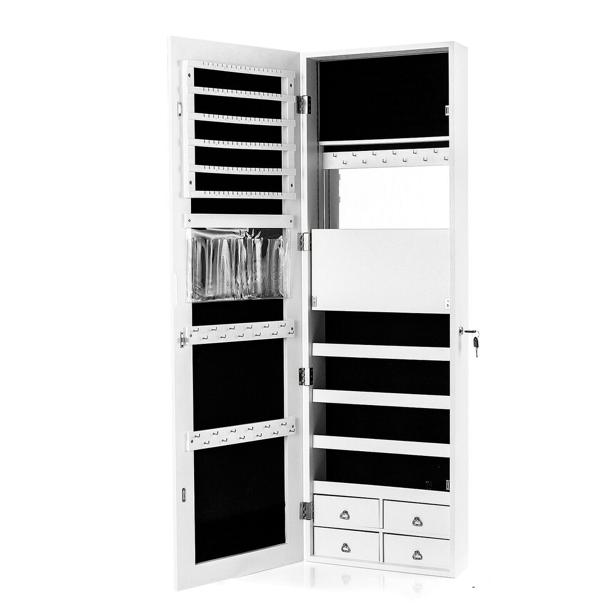 Multipurpose Storage Cabinet with 4 Drawers-White-Jewelry Armoires-DECOROLALA