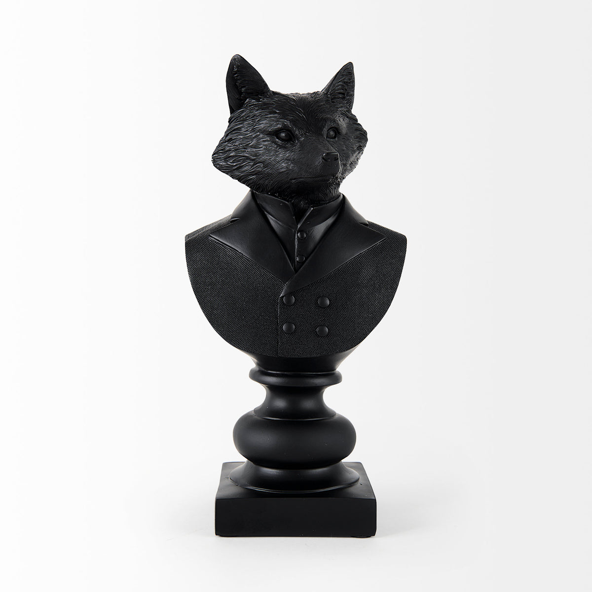 Murray 13" Painted Resin Fox in a Suit Bust-Objects-DECOROLALA