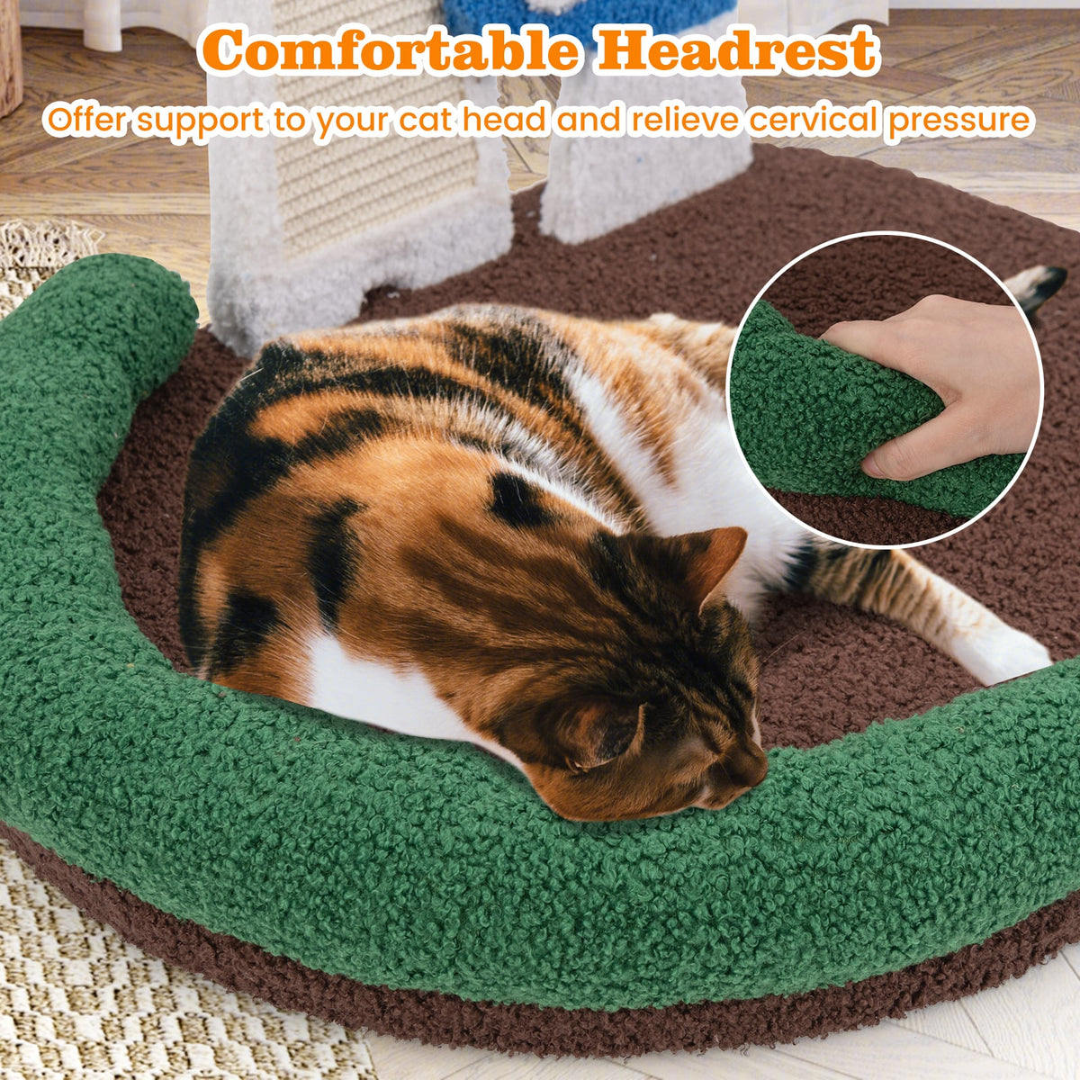 Mushroom Cat Bed Cat Claw Scratcher with Wide Bed and Sisal Scratch Panel-Multicolor-Cat Houses-DECOROLALA