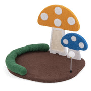 Mushroom Cat Bed Cat Claw Scratcher with Wide Bed and Sisal Scratch Panel-Multicolor-Cat Houses-DECOROLALA