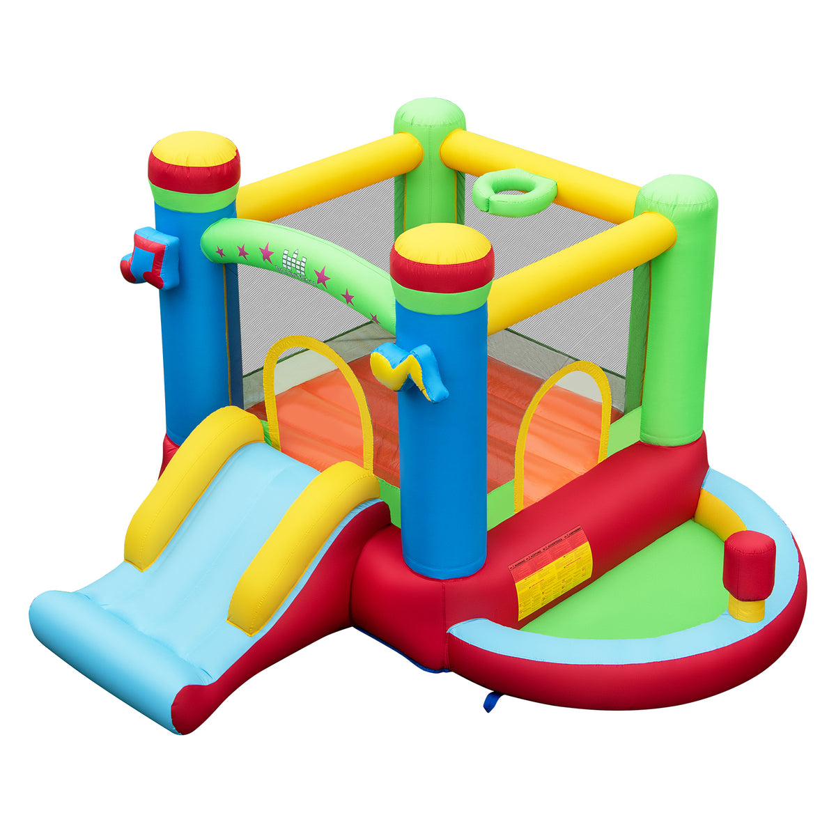 Music-Themed Inflatable Bounce House 5-in-1 Castle with Slide-Inflatable Bounce Houses-DECOROLALA