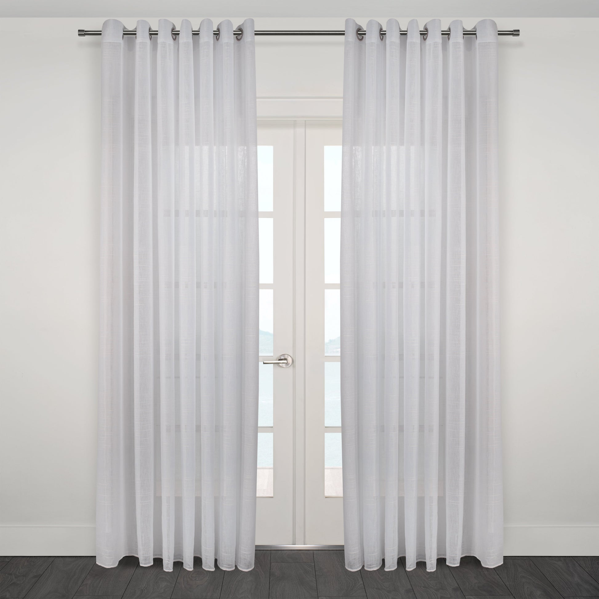 Mykonos Horizontal Striped Jacquard Sheer Grommet Curtain 108" x 95"-Curtains-DECOROLALA
