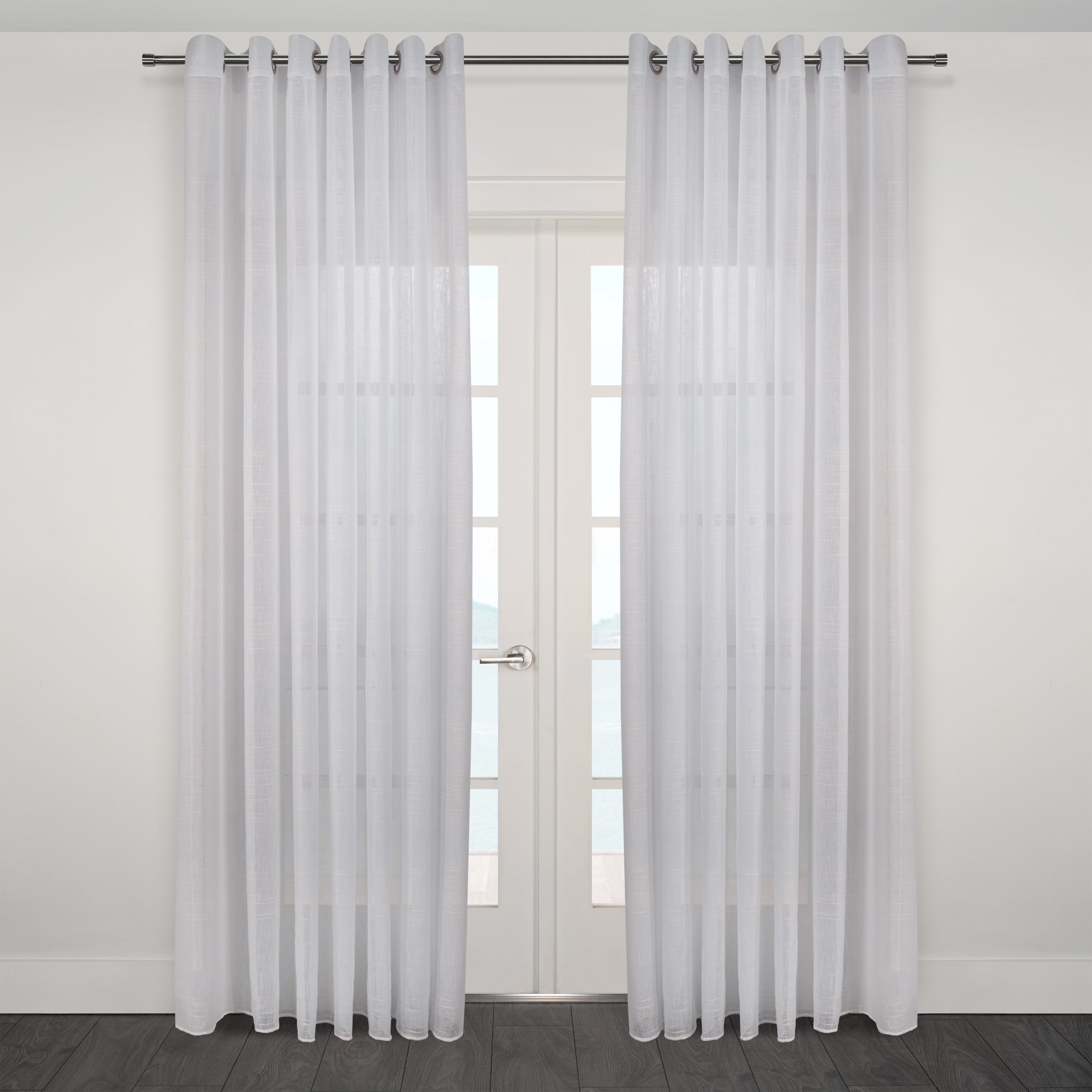 Mykonos Horizontal Striped Jacquard Sheer Grommet Curtain 108" x 95"-Curtains-DECOROLALA