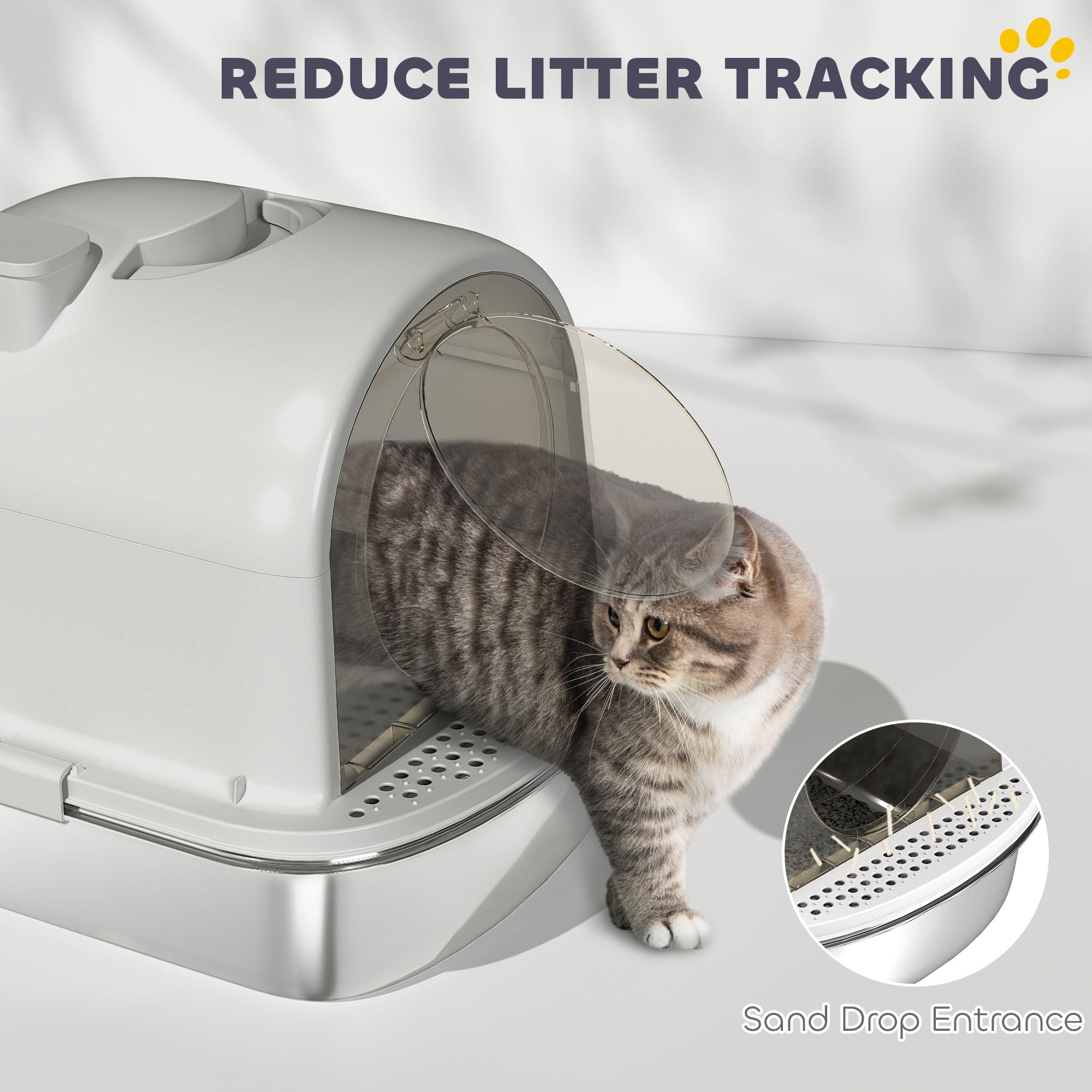 Enclosed Stainless Steel Litter Box, Metal Cat Litter Box with Scoop, Deodorizer Bag, Handle, Easy to Clean