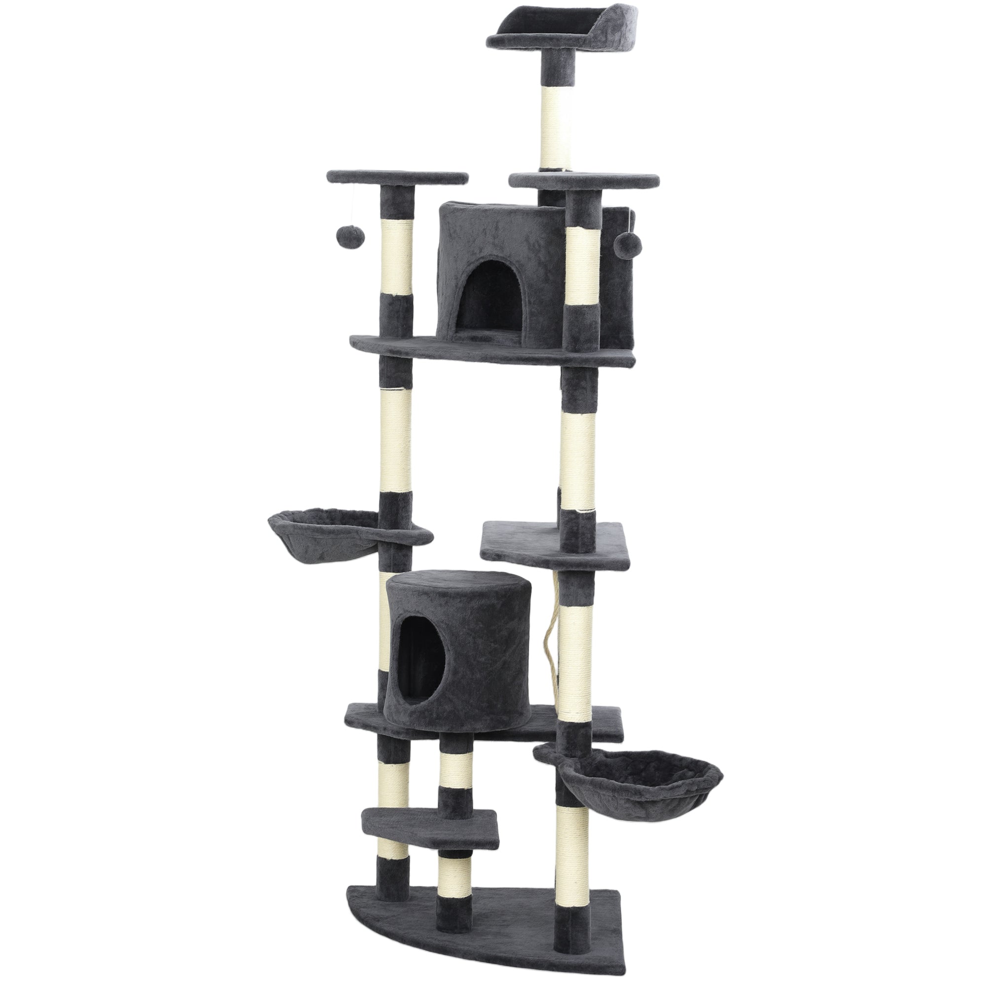 79" Scratching Kitten Tree Condo Kitten Scratch Activity Center Toys Dark Grey
