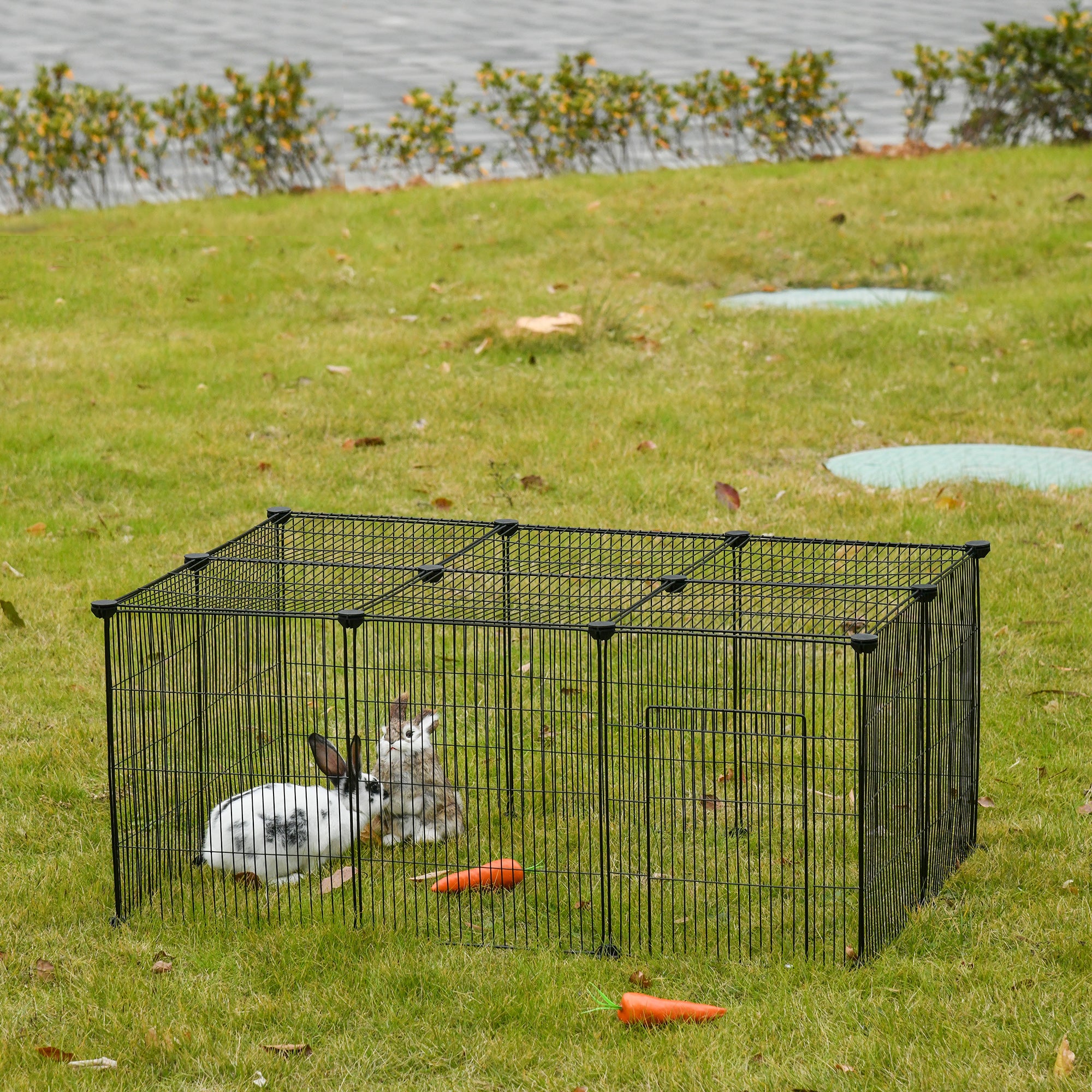 Small Animal Cage for Bunny, Guinea Pig, Chinchilla, Hedgehog, Portable Pet Enclosure with Door, 16 Panels
