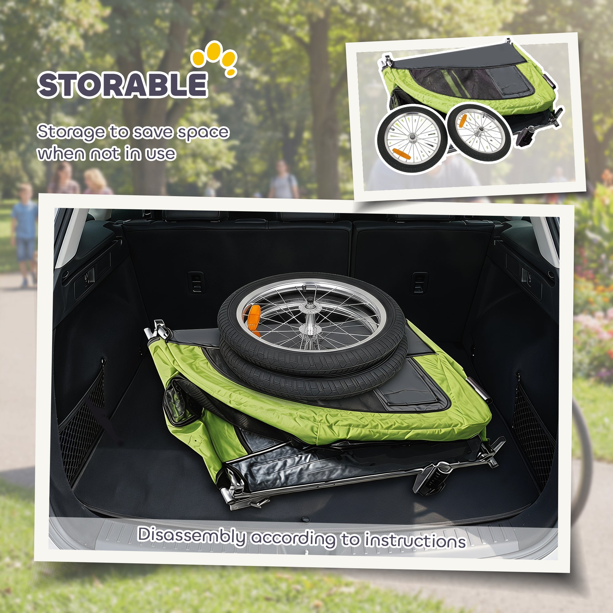 Aosom 2 in 1 Dog Bike Trailer, Foldable Pet Stroller, Dog Bicycle Trailer with Suspension, Universal Bicycle Coupler, Green