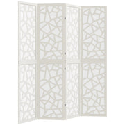 4 Panel Room Divider, 5.6 FT Lightweight Folding Privacy Screen with Geometric Pattern for Living Room, Bedroom, White