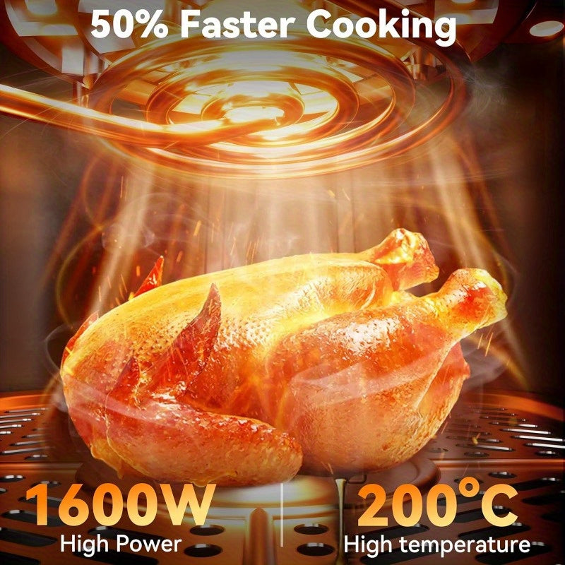 NNETM 6.5L Air Fryer - 8-in-1 Digital 1600W Stainless Steel Black-Air Fryer Accessories-DECOROLALA