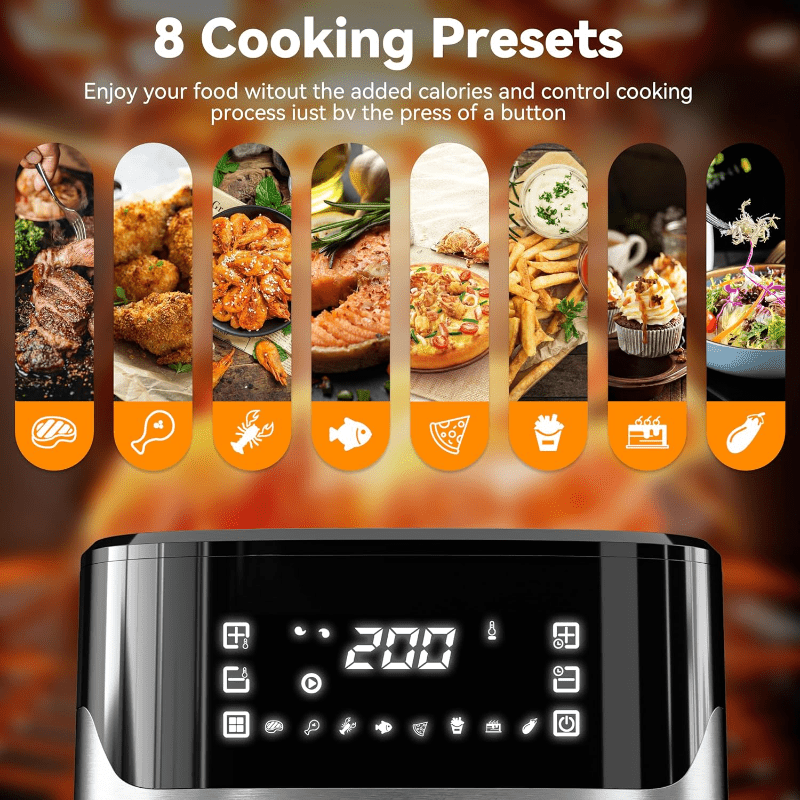 NNETM 6.5L Stainless Air Fryer - 1600W Digital Touch Screen-Air Fryer Accessories-DECOROLALA