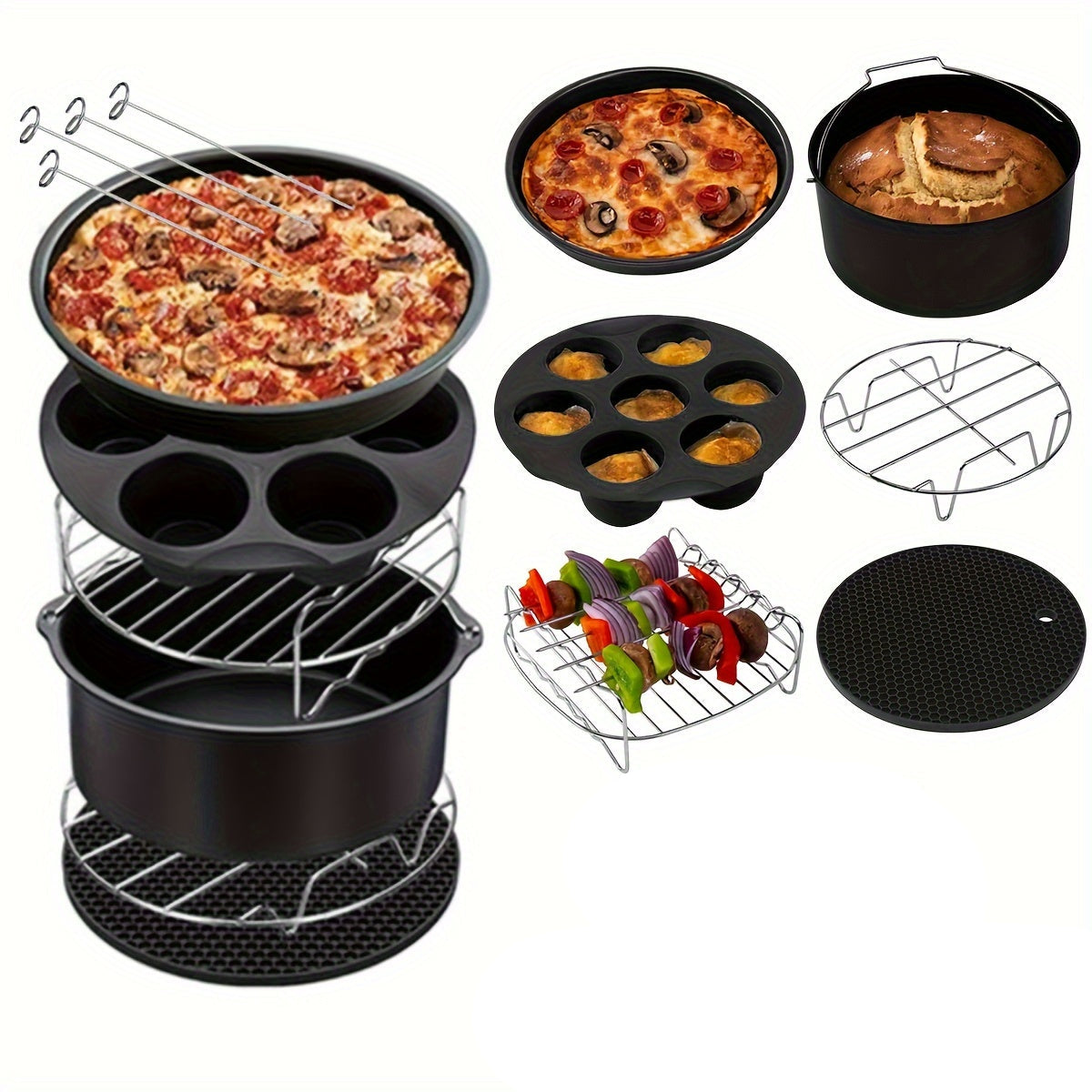 NNETM Air Fryer Accessory Kit - 11-Piece Nonstick Set 3.7L-6.8L-Air Fryer-DECOROLALA