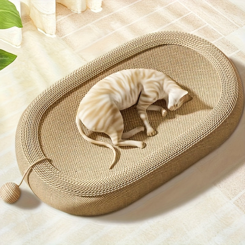 NNETM Cat Scratching Board and Bed - Ivory Imitation Hemp-DECOROLALA