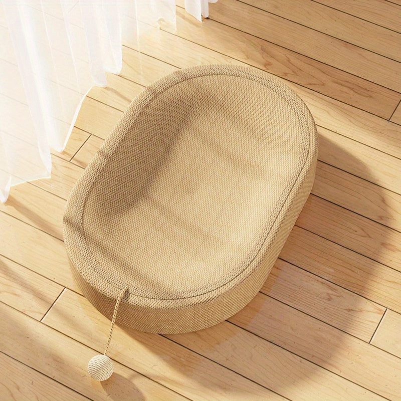 NNETM Cat Scratching Board and Bed - Ivory Imitation Hemp-DECOROLALA