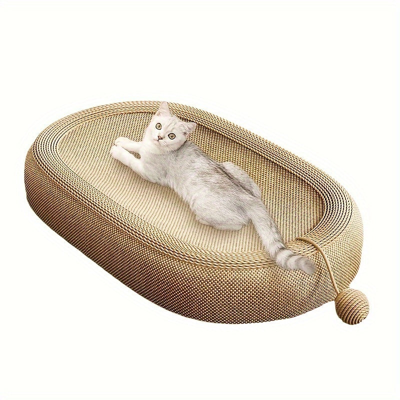 NNETM Cat Scratching Board and Bed - Ivory Imitation Hemp-DECOROLALA