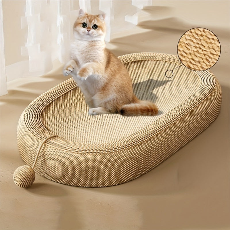 NNETM Cat Scratching Board and Bed - Ivory Imitation Hemp-DECOROLALA