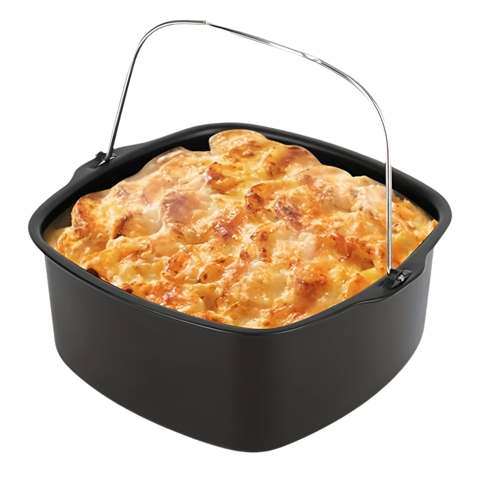 NNETM Round Air Fryer Cake Pan - Non-Stick Black 17.78cm-Bakeware & Accessories-DECOROLALA