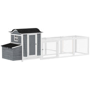 118"L Chicken Coop, Large Wooden Hen House with Run, Pull-Out Tray, Waterproof Roof, Nesting Box, Swing, Roosting Bars