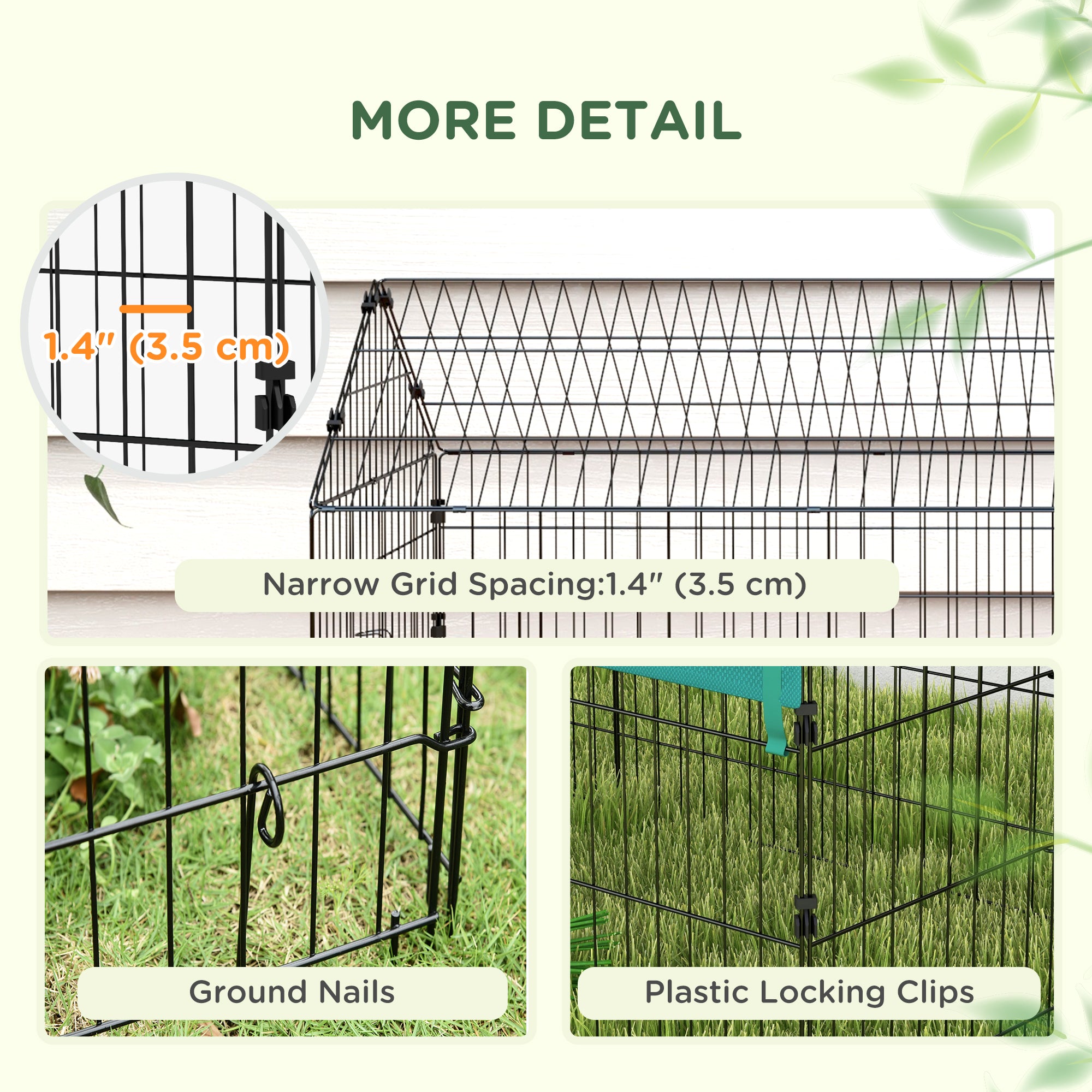 73" Small Animal Cage with Roof, Indoor/Outdoor Use,  for Chicken, Rabbits, Chinchillas, Green