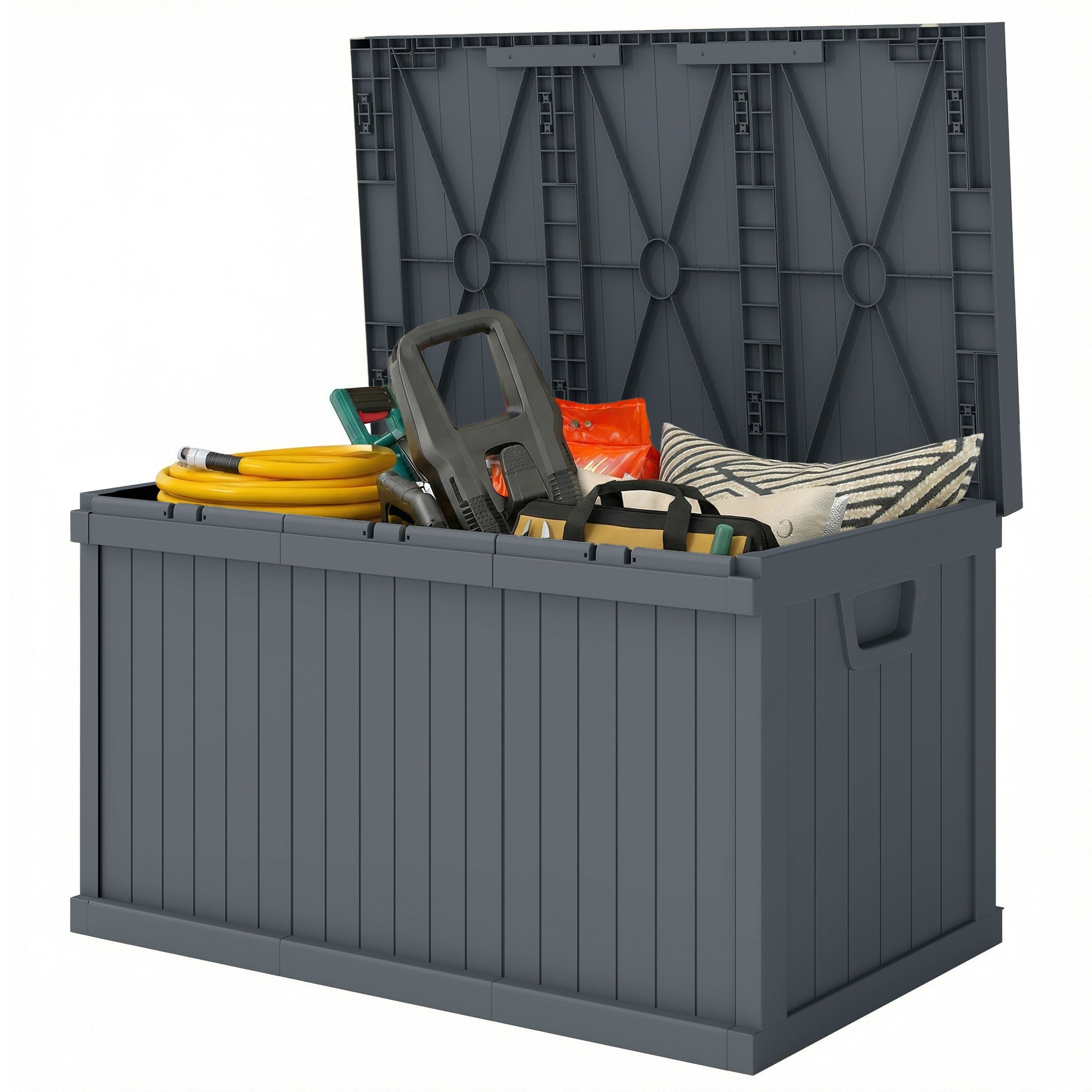 Coffre de rangement extérieur de 70 gallons – Résine gris foncé étanche