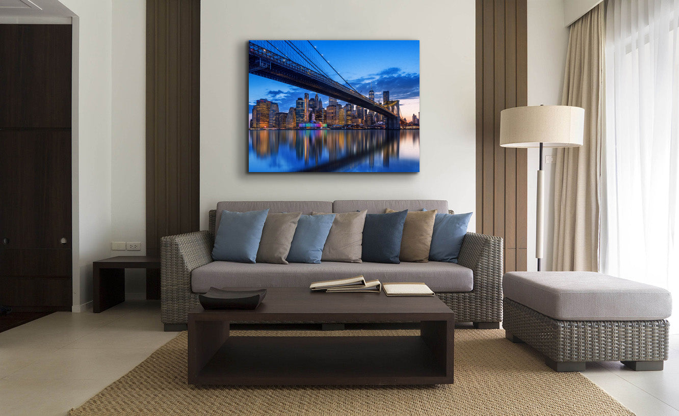 NYC Skyline DUMBO Bridge Canvas Print 48x36-Wall Art-DECOROLALA