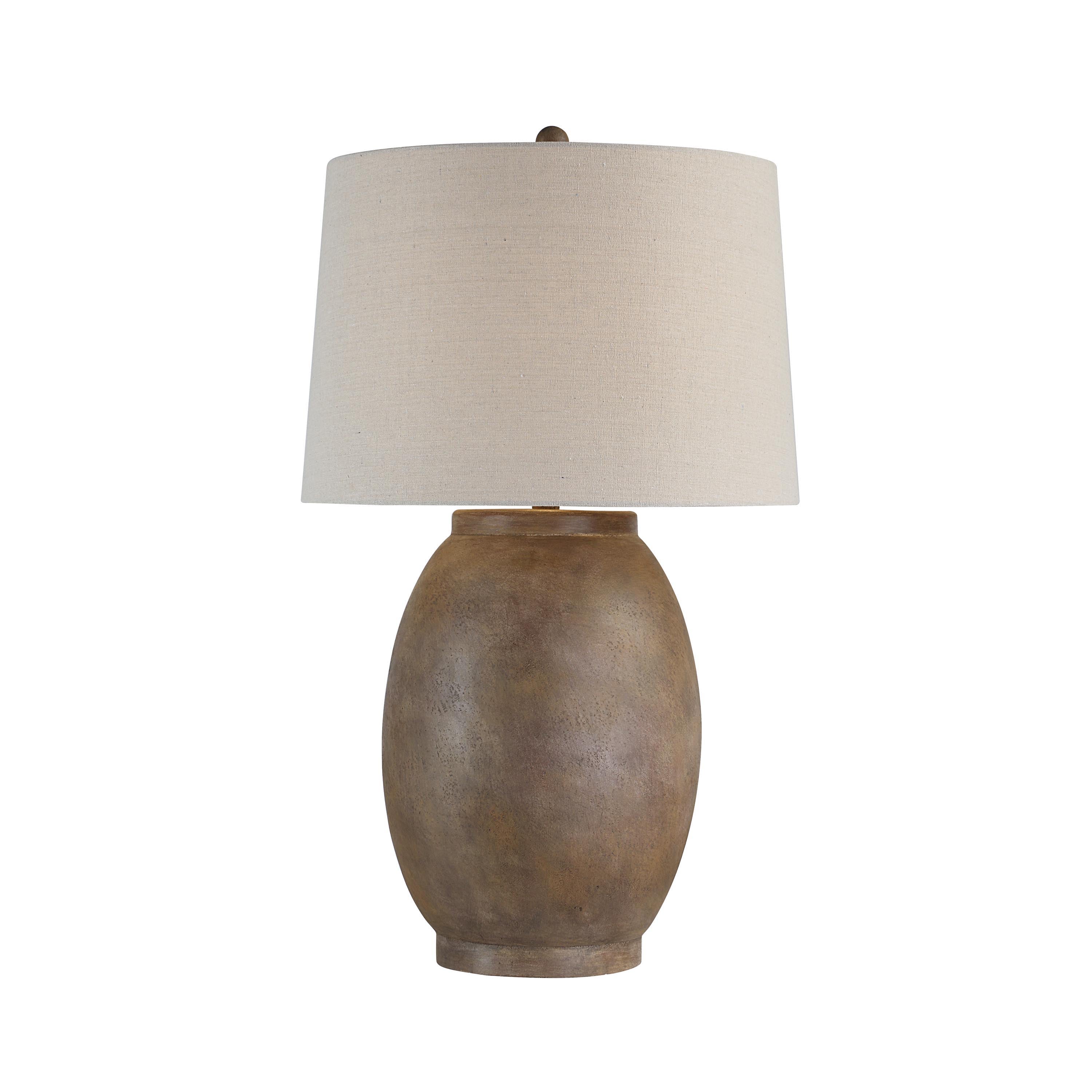 Naima 31" Table Lamp with Linen Shade, Brown-Table Lamp-DECOROLALA