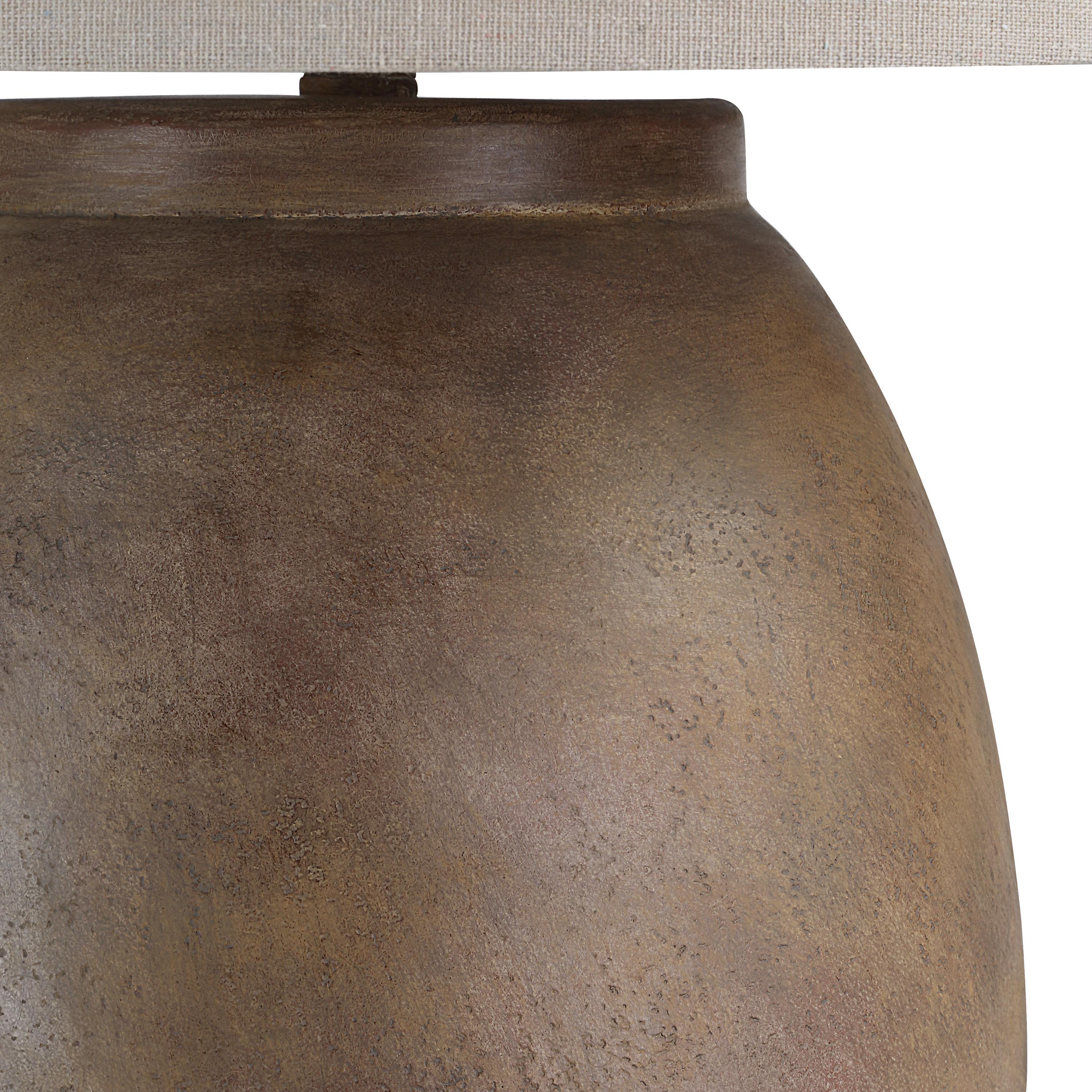 Naima 31" Table Lamp with Linen Shade, Brown-Table Lamp-DECOROLALA