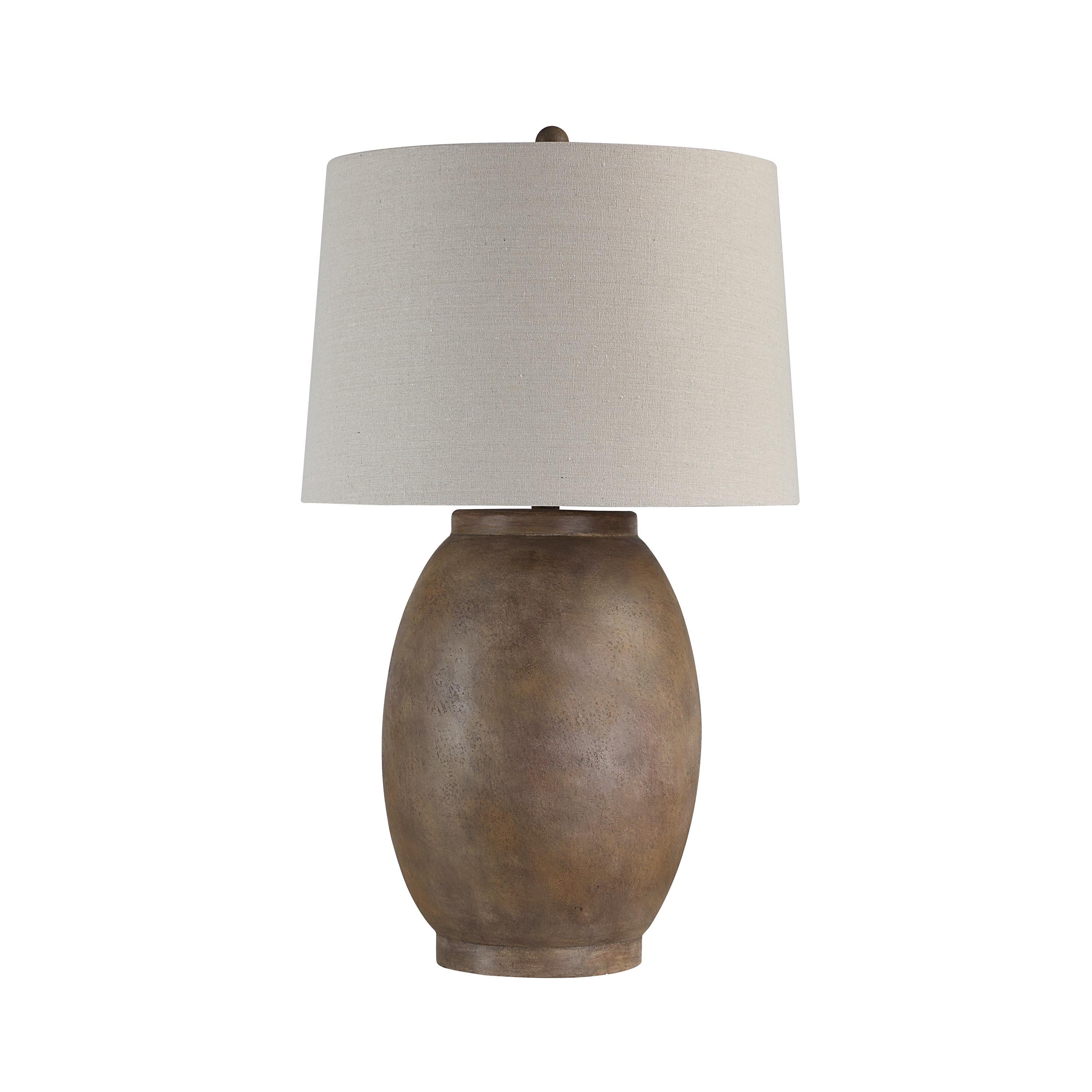 Naima 31" Table Lamp with Linen Shade, Brown-Table Lamp-DECOROLALA