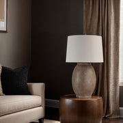 Naima 31" Table Lamp with Linen Shade, Brown-Table Lamp-DECOROLALA