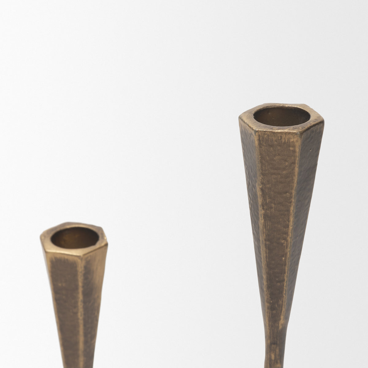 Naja Antique Brass Metal Double Taper Candle Holder-Table Candle Holders-DECOROLALA