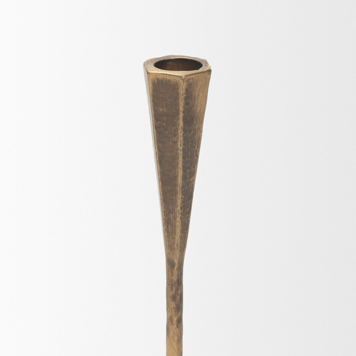 Naja Antique Brass Metal Double Taper Candle Holder-Table Candle Holders-DECOROLALA
