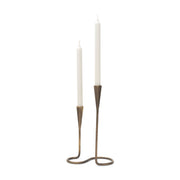 Naja Antique Brass Metal Double Taper Candle Holder-Table Candle Holders-DECOROLALA