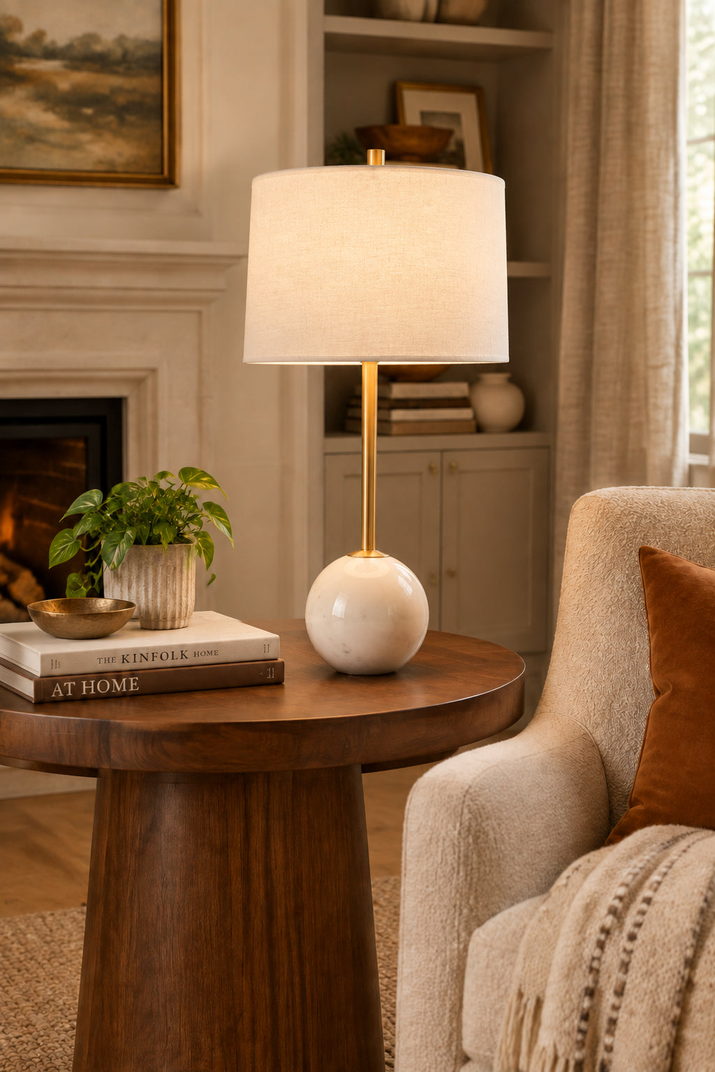 Naomi 27" Table Lamp, Antique Brass-Table Lamp-DECOROLALA