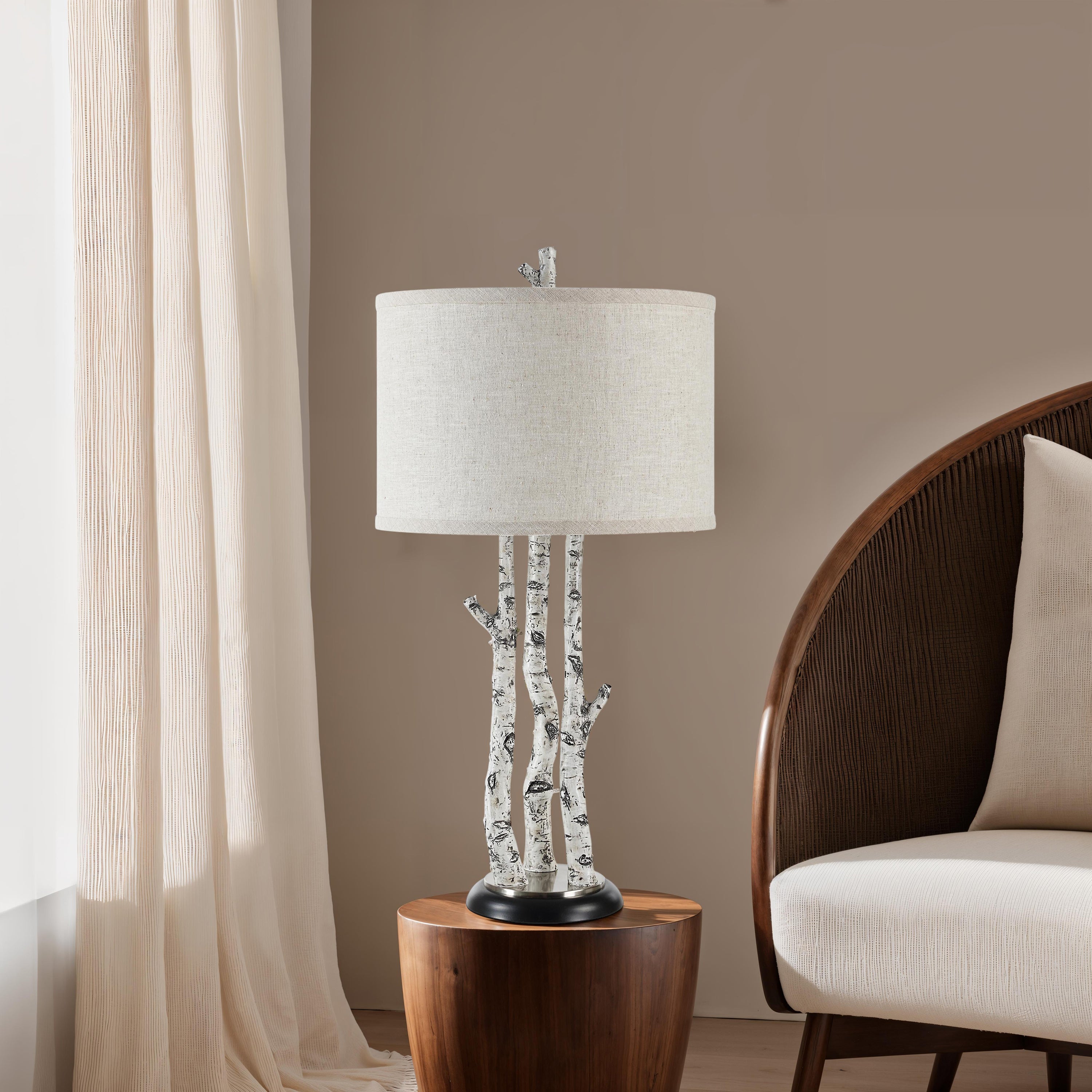 Naousa 29.4" Table Lamp with Grey Linen Shade-Table Lamp-DECOROLALA