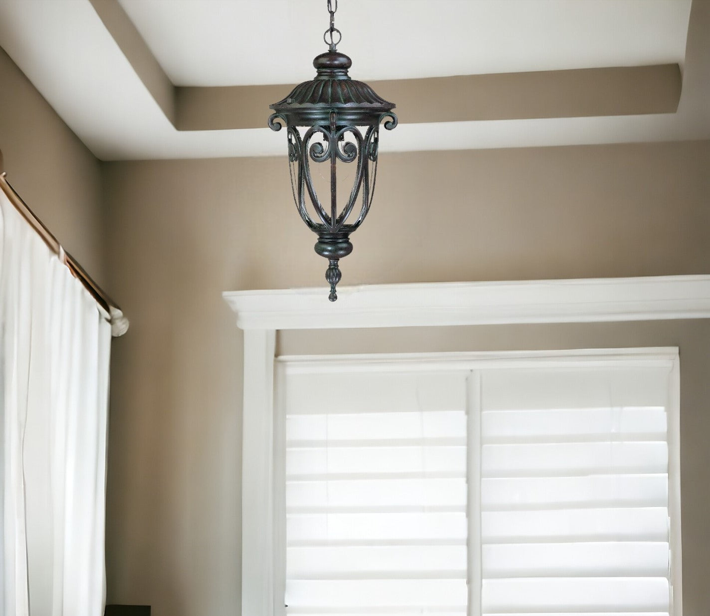 Naples 1-Light Marbelized Mahogany Hanging Light-Chandeliers-DECOROLALA