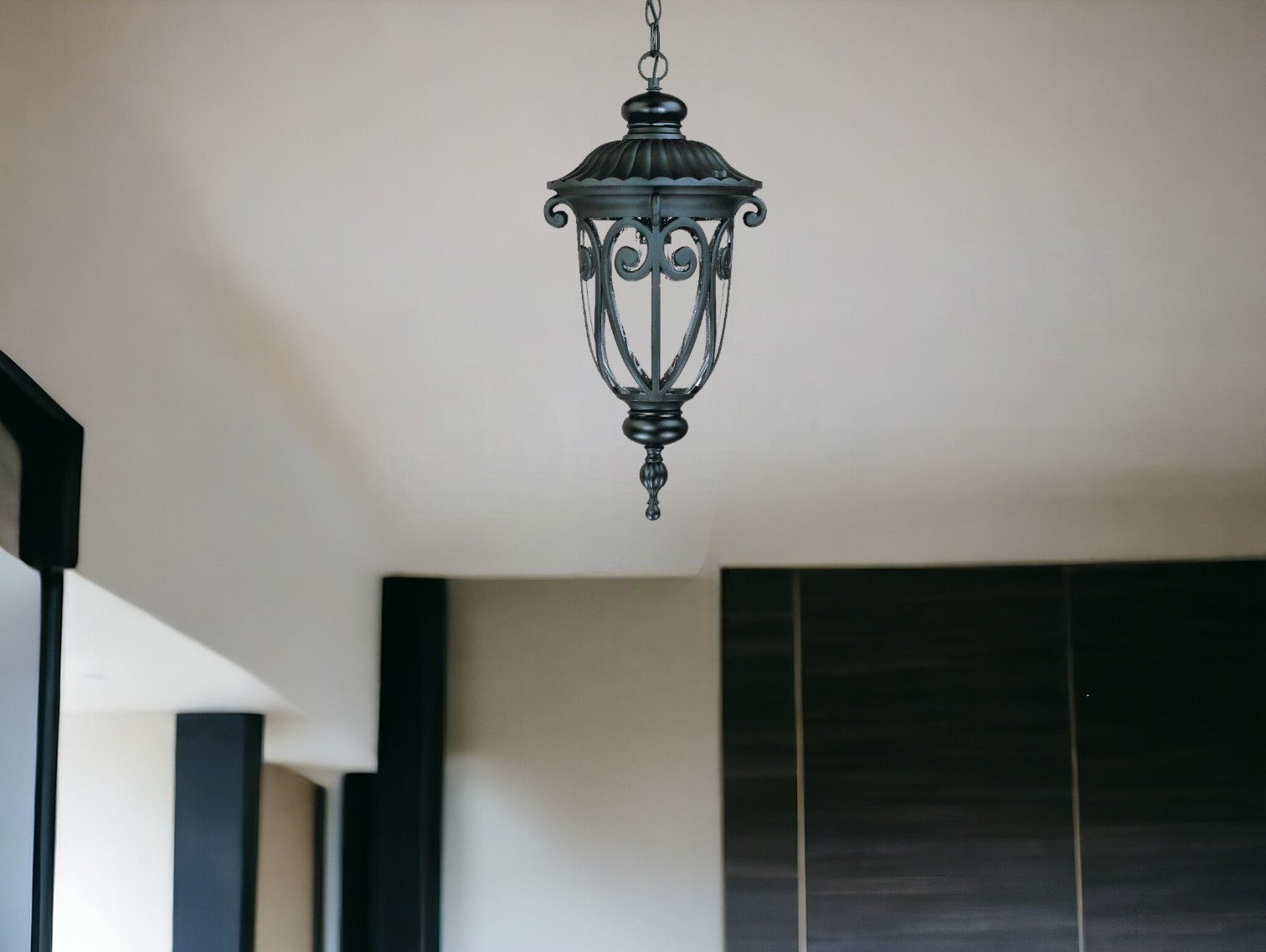 Naples 1-Light Matte Black Hanging Light-Chandeliers-DECOROLALA