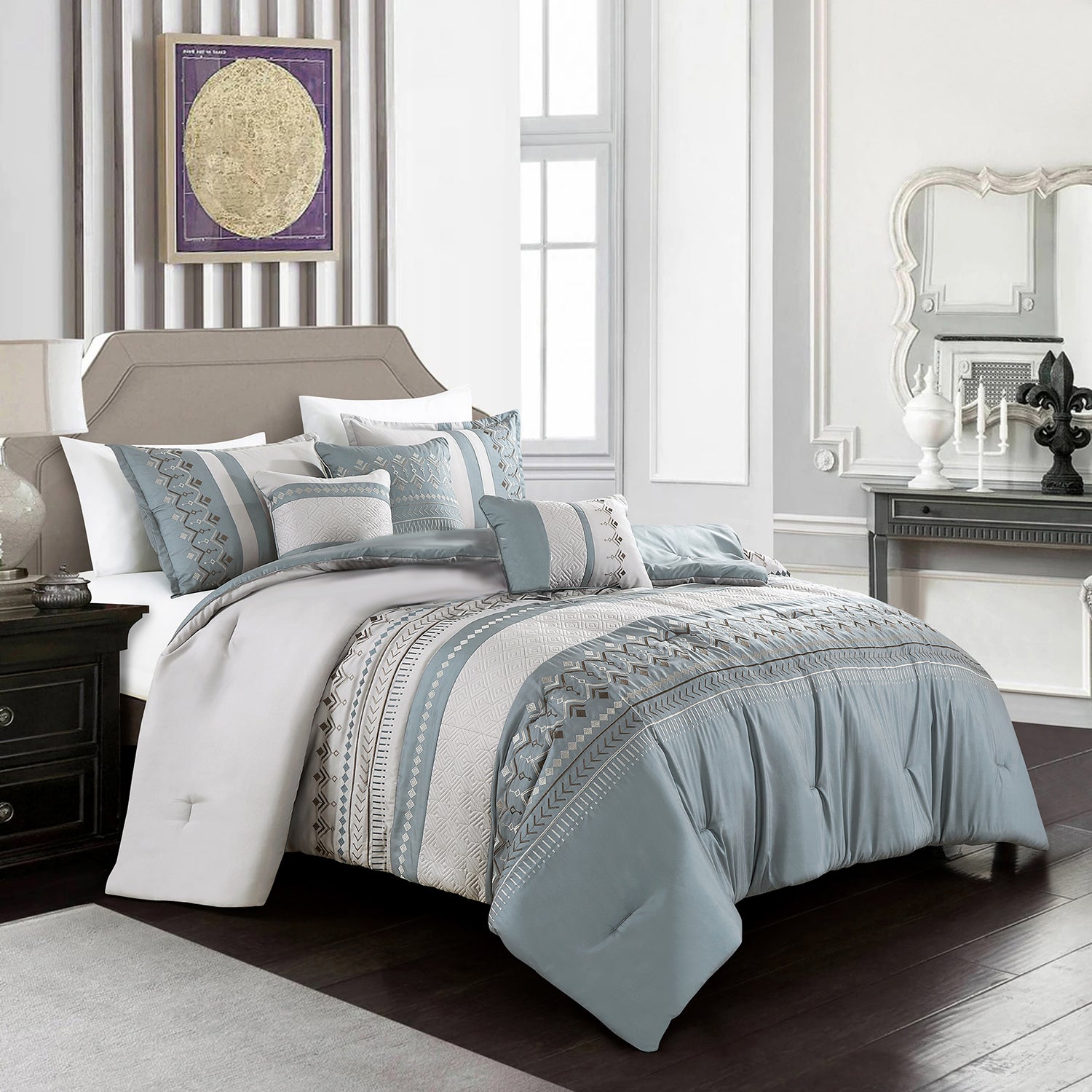 Naples 6pc Comforter Set-Comforters and Quilts-DECOROLALA