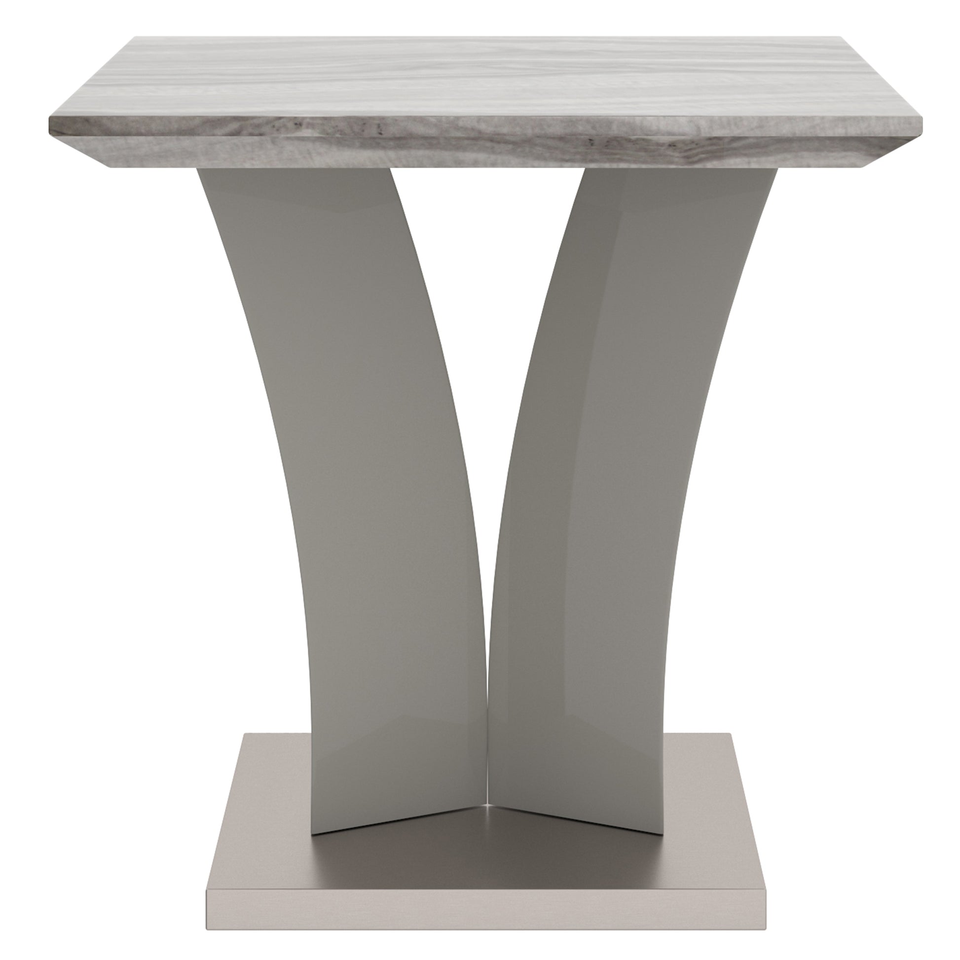 Napoli Accent Table - Grey Marble-Look Geometric Base-DECOROLALA