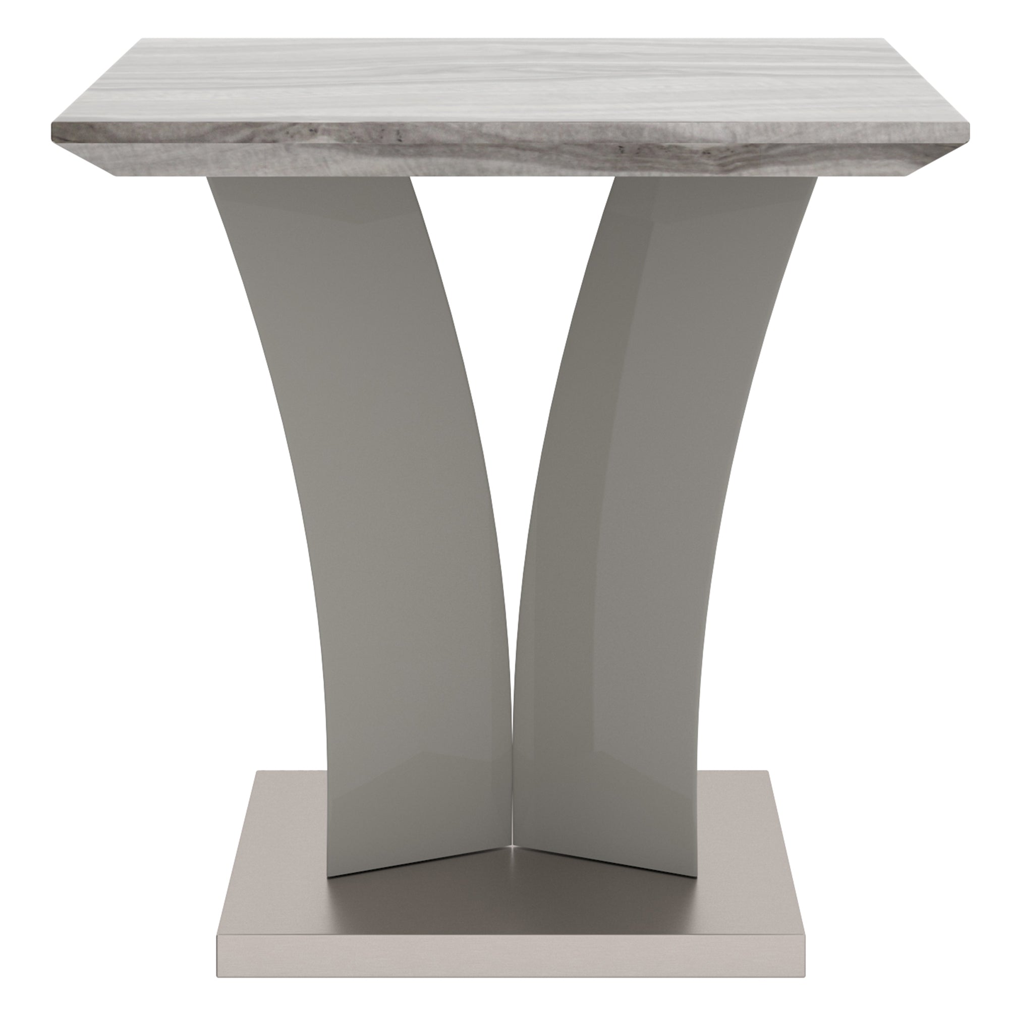 Napoli Accent Table - Grey Marble-Look Geometric Base-DECOROLALA