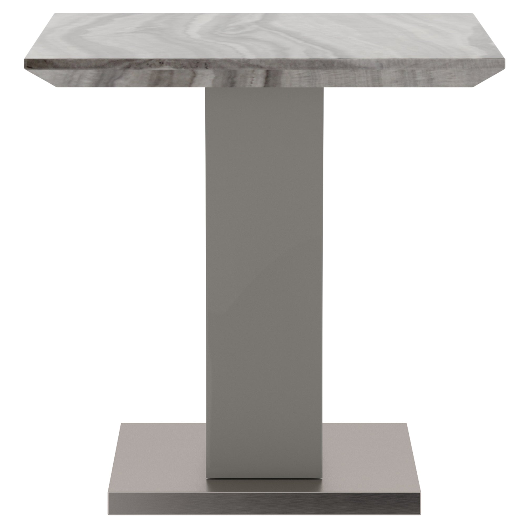 Napoli Accent Table - Grey Marble-Look Geometric Base-DECOROLALA