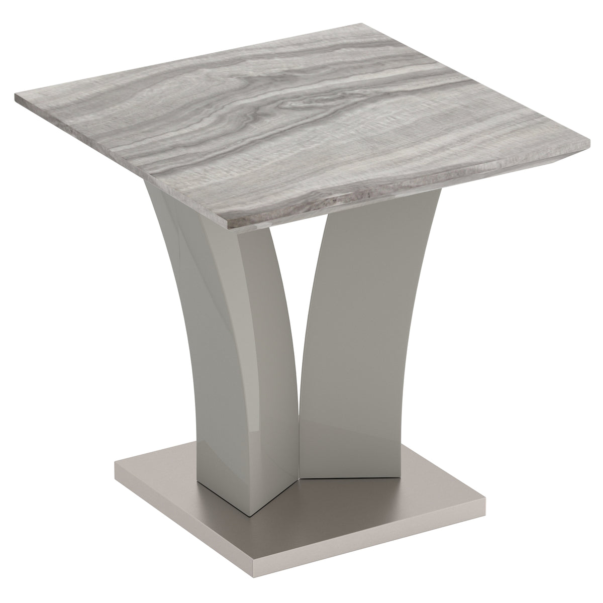 Napoli Accent Table - Grey Marble-Look Geometric Base-Accent Tables-DECOROLALA