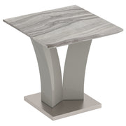 Napoli Accent Table - Grey Marble-Look Geometric Base-DECOROLALA