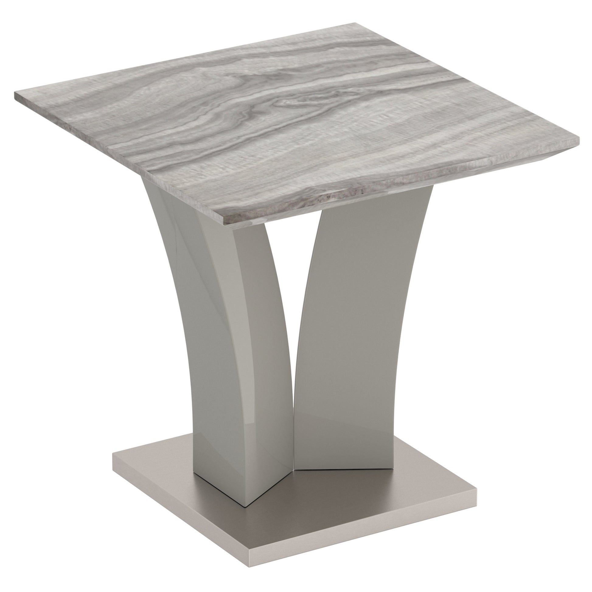 Napoli Accent Table - Grey Marble-Look Geometric Base-DECOROLALA