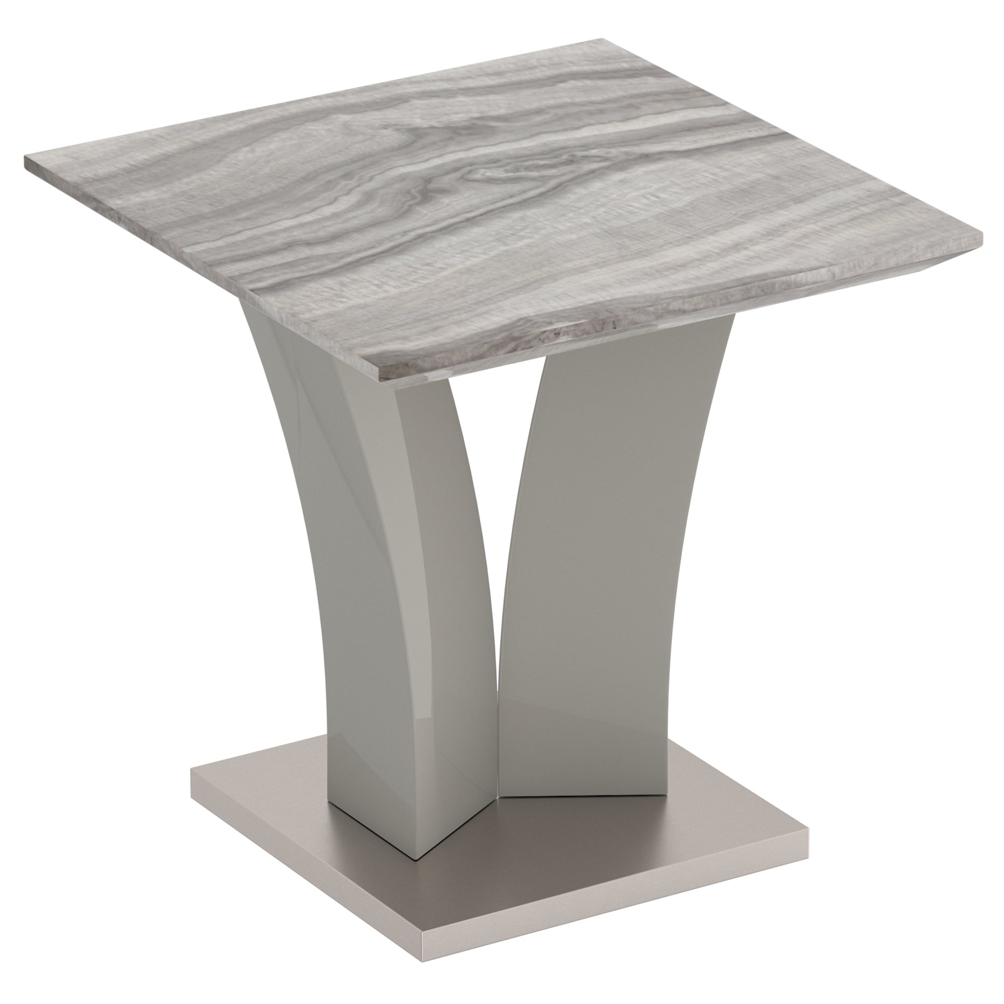 Napoli Accent Table - Grey Marble-Look Geometric Base-DECOROLALA