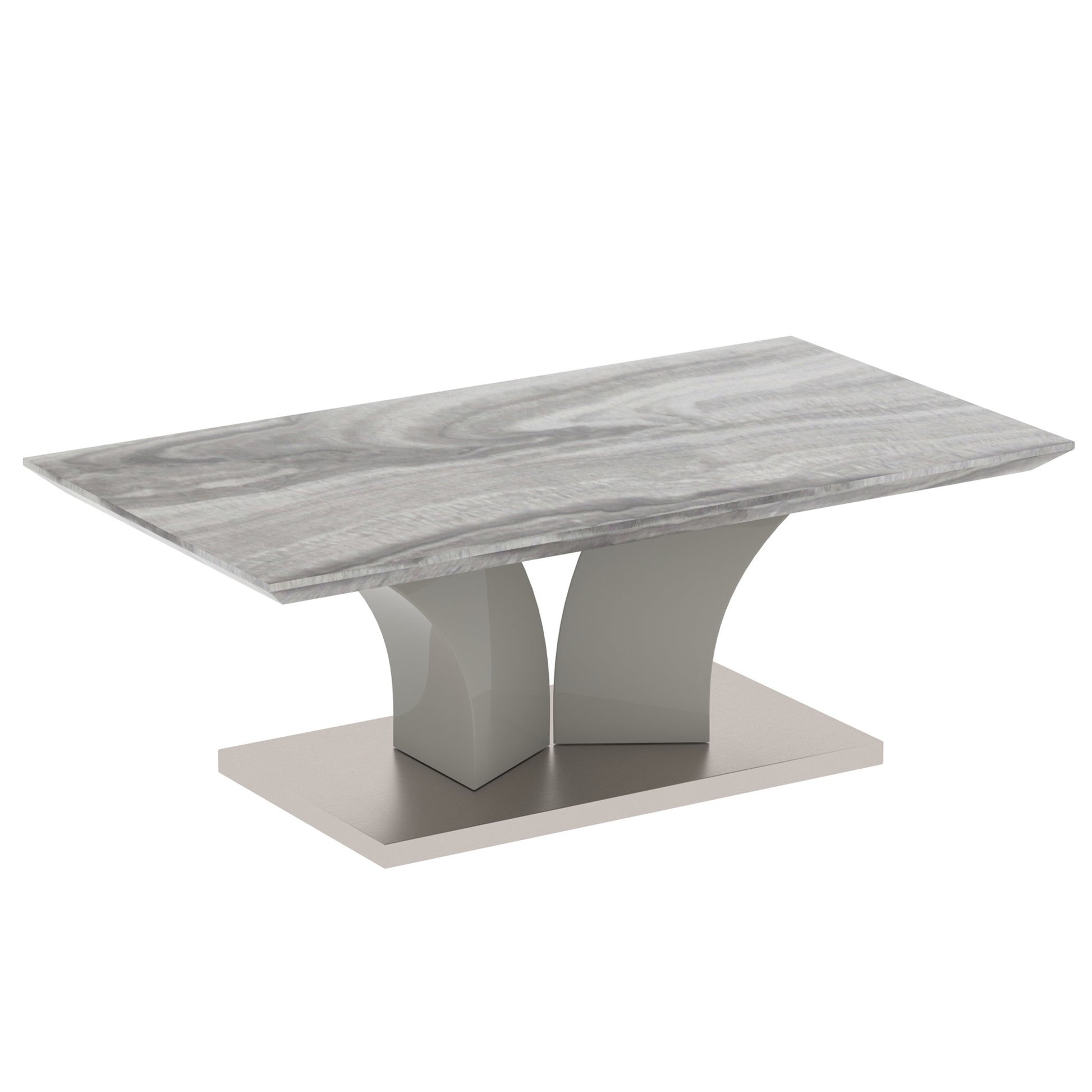 Napoli Coffee Table - Grey Marble-Look Geometric Base-DECOROLALA