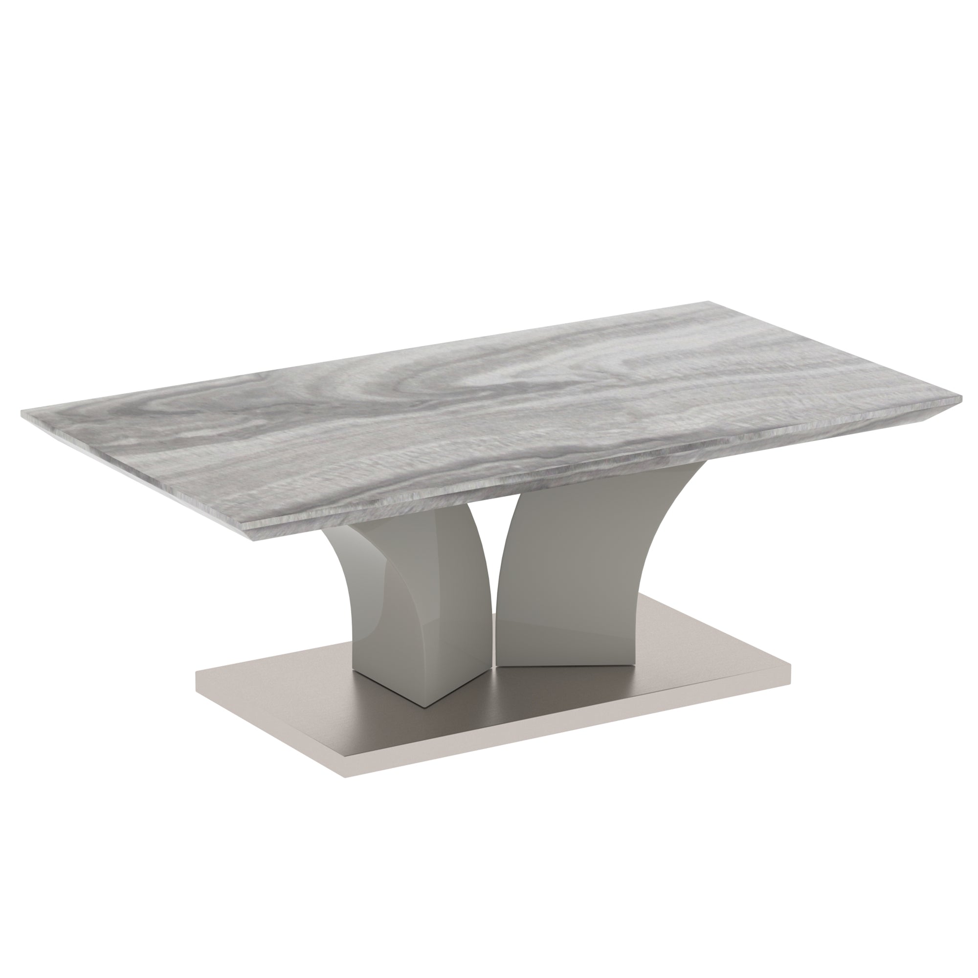 Napoli Coffee Table - Grey Marble-Look Geometric Base-DECOROLALA